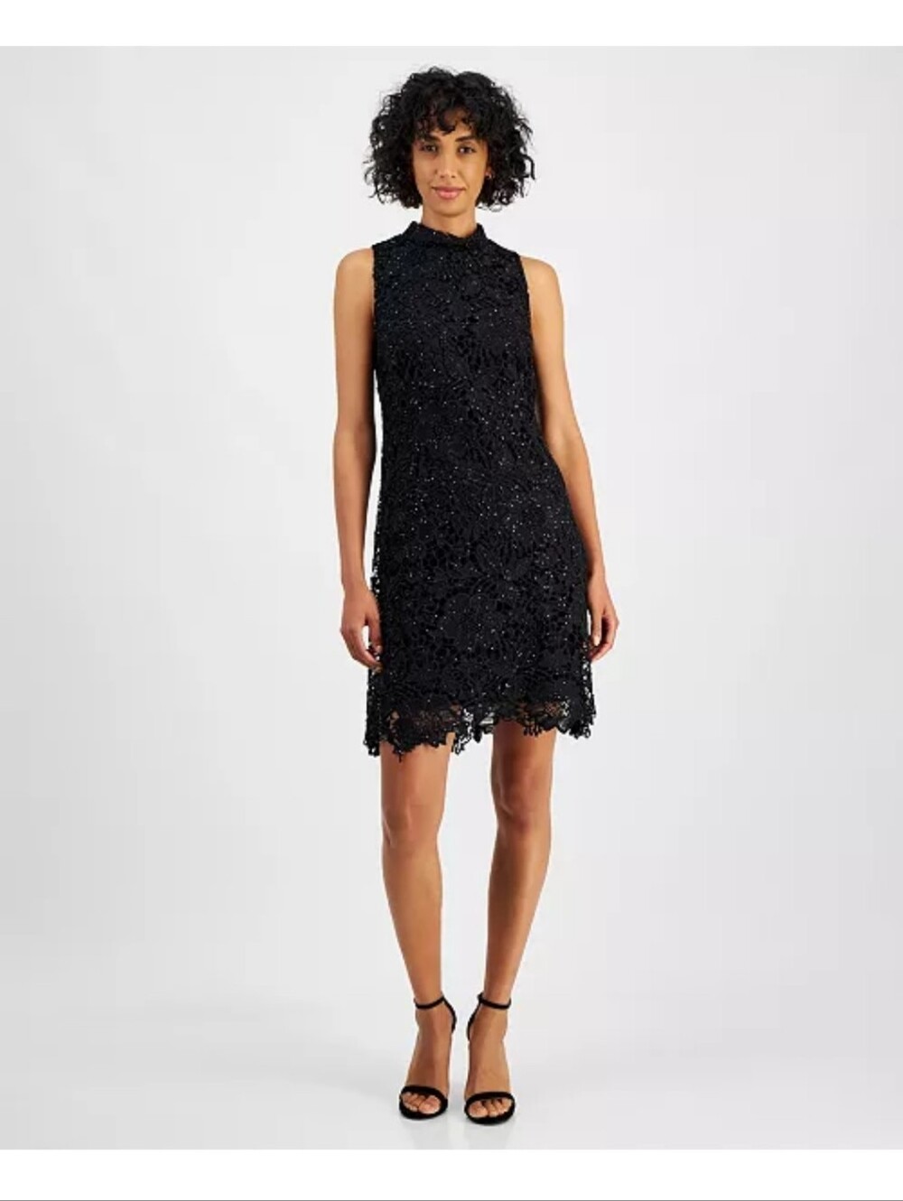 Signature by Robbie Bee NWT Black Lace Sequin Cocktail Dress Size 16 Party